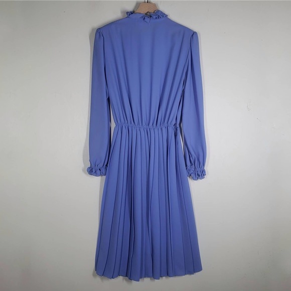 Vintage Jo Hanna York Polyester Ruffle Trimmed Dress 18 L Periwinkle Blue - Picture 13 of 15